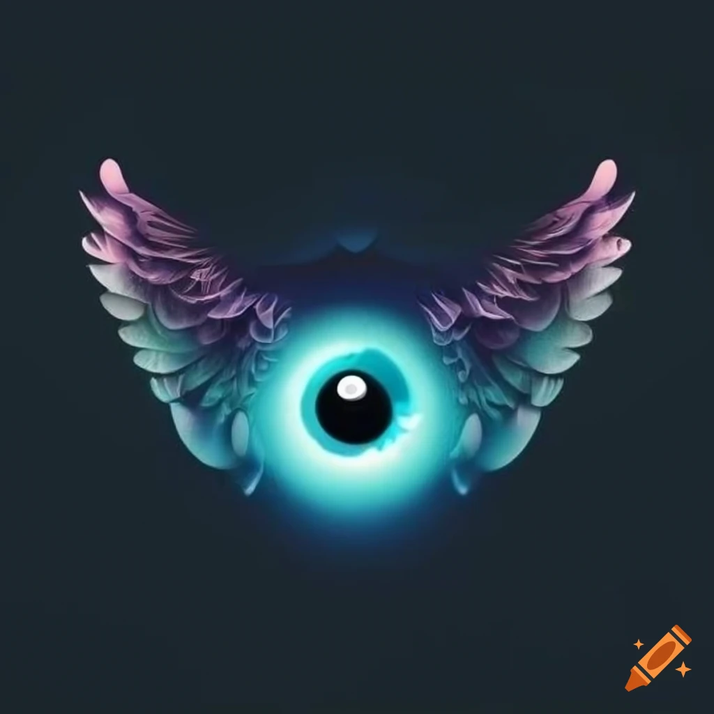 Eye logo with wings design on Craiyon