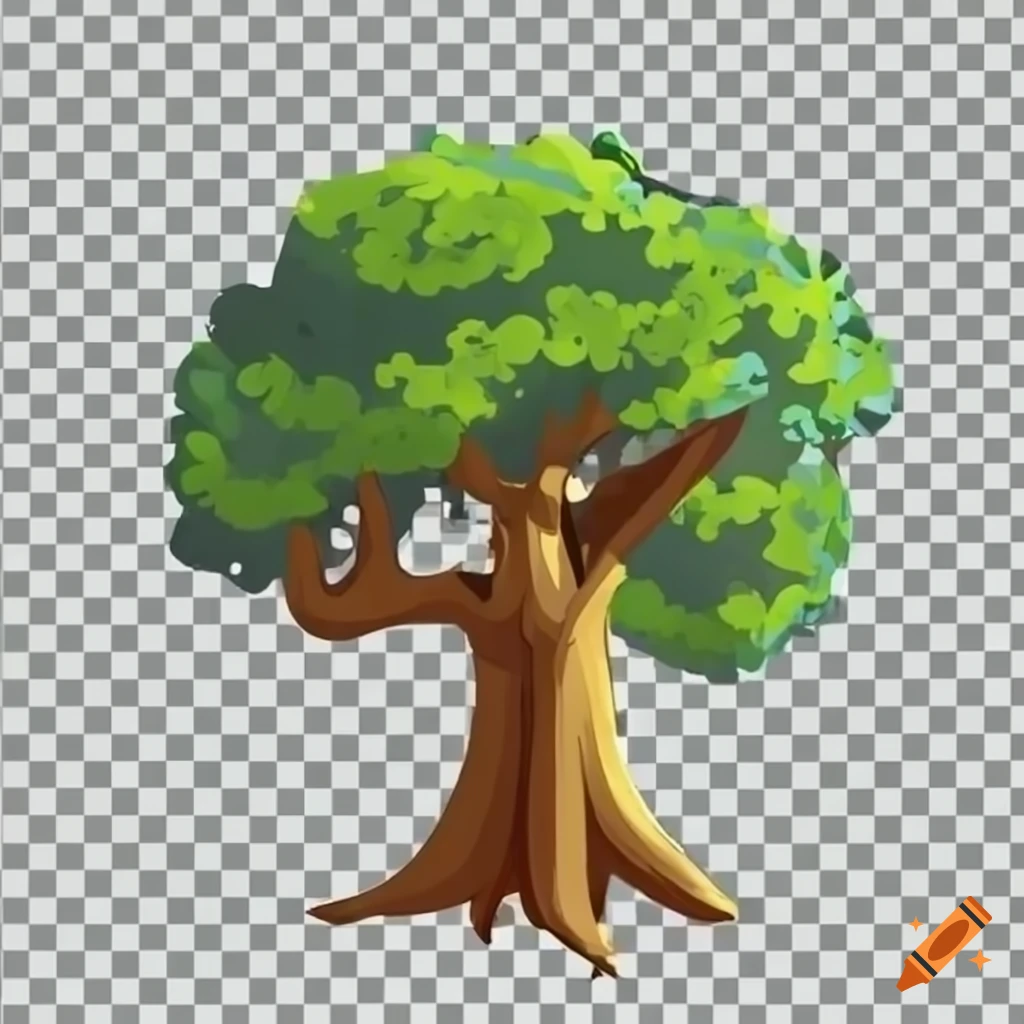 Cartoon Cyprus tree on transparent background