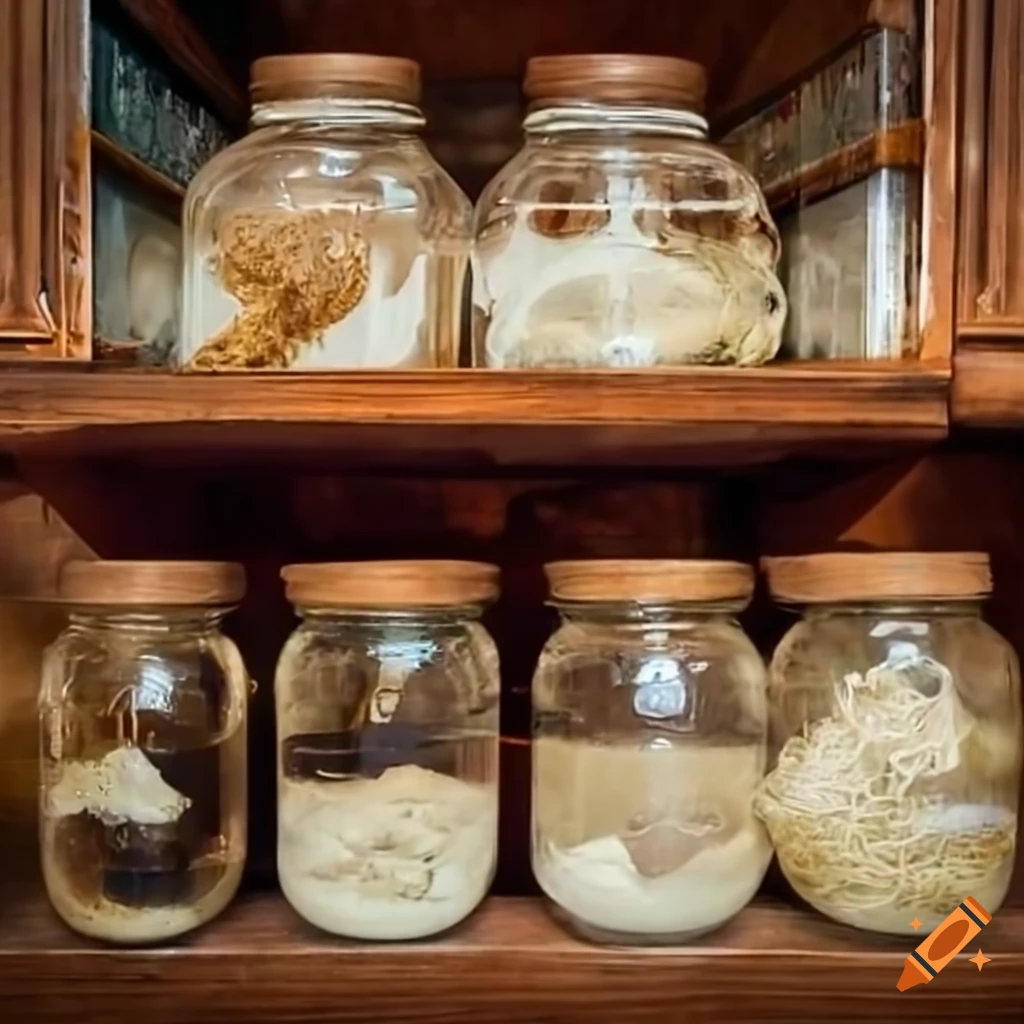 Jars of wet specimens in a messy basement archive