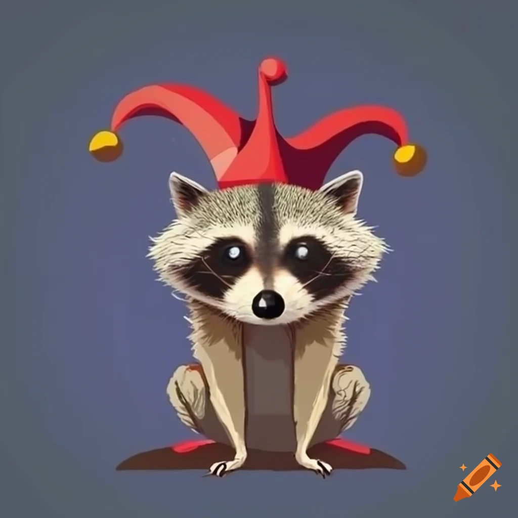 Cute raccoon in a jester hat