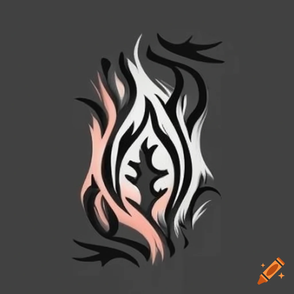 Tribal flame graphic in black and white