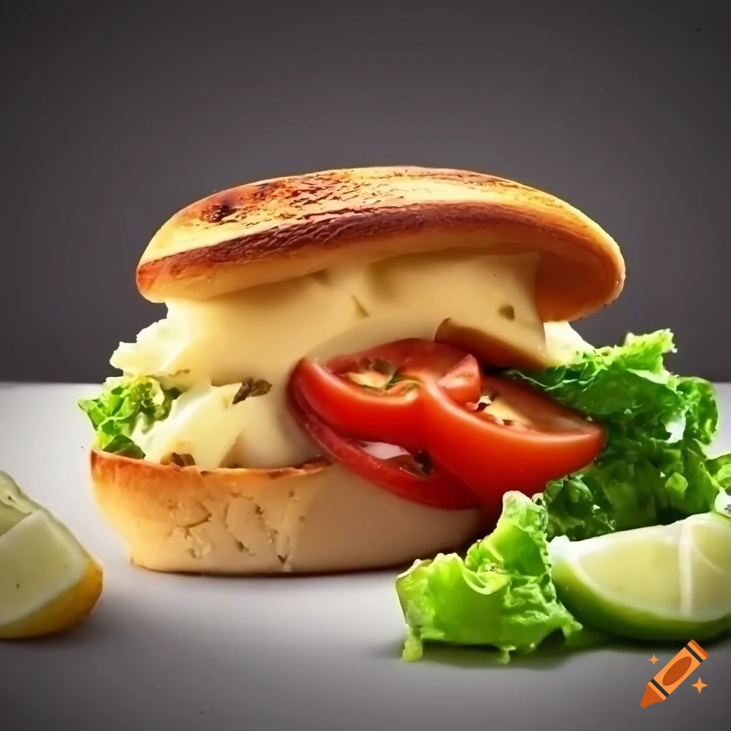 Hamburger with cheese, lettuce, tomatoes, and bun