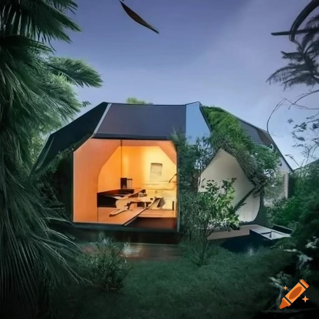 Eco-friendly hexagonal house with rooftop pool and modern design