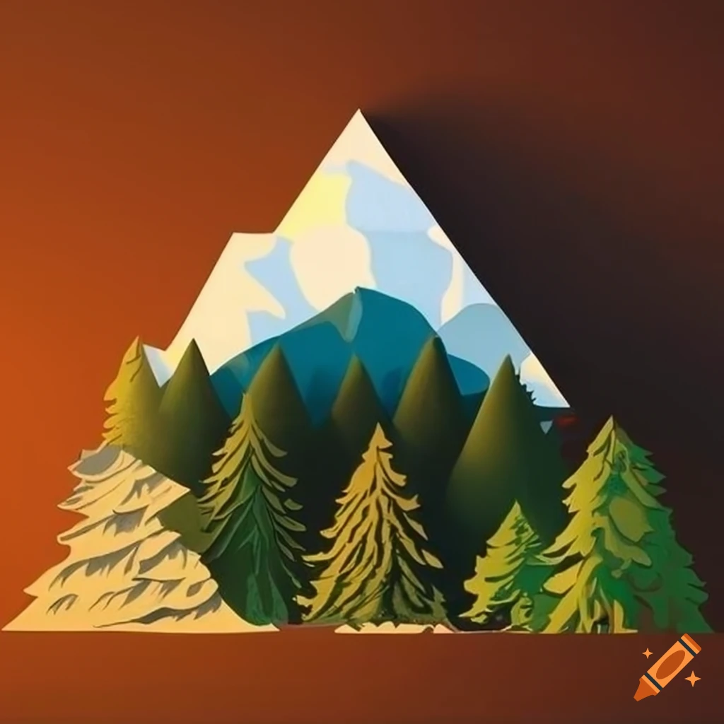 National park paper cut out of mountains and woods
