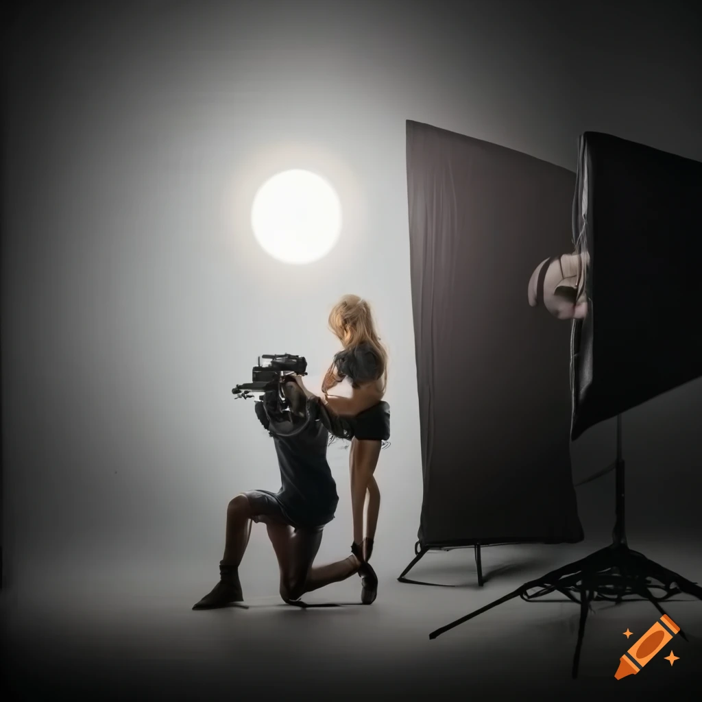 Model and photographer collaboration in a studio setting