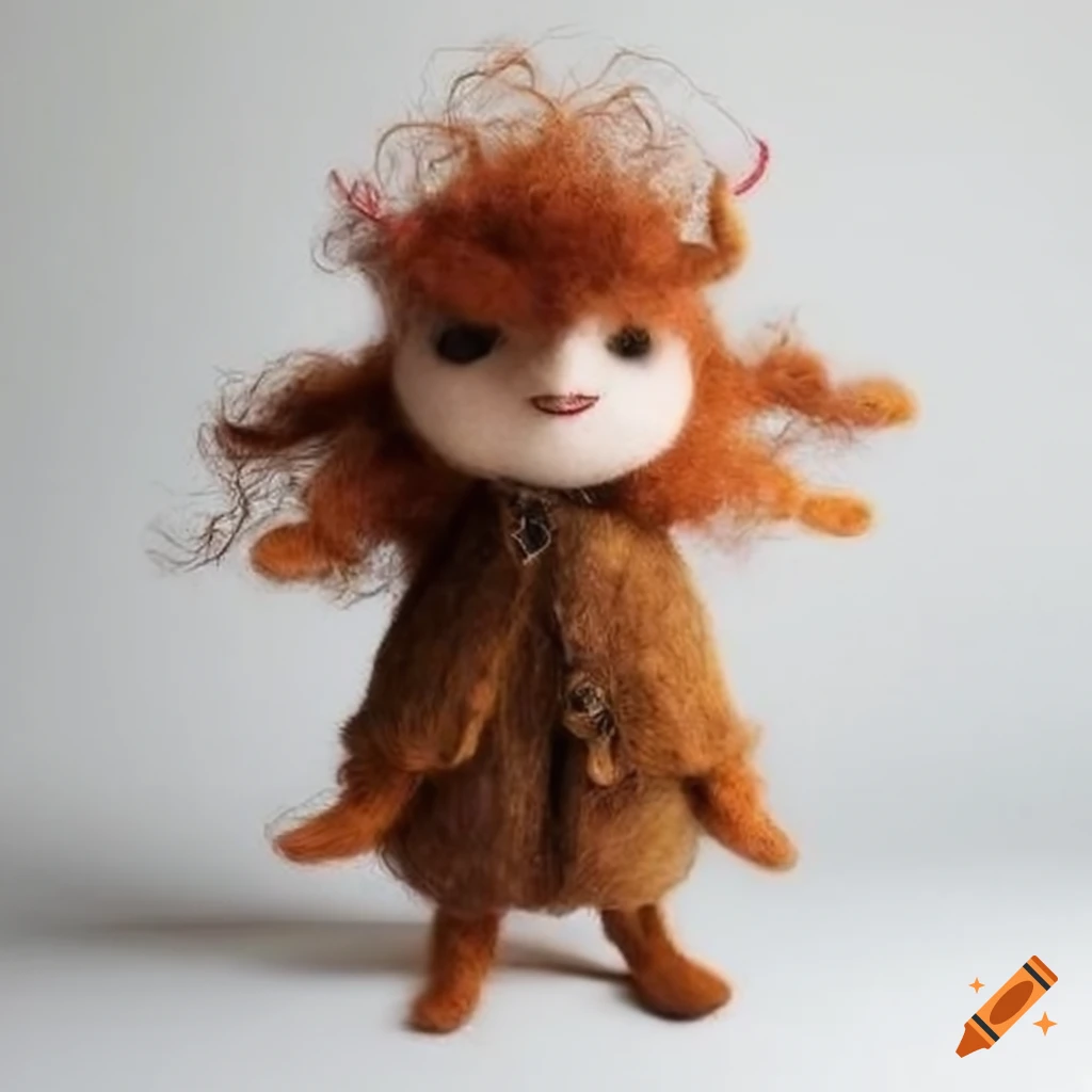 Fantasy felted wool creatures in unique outfits