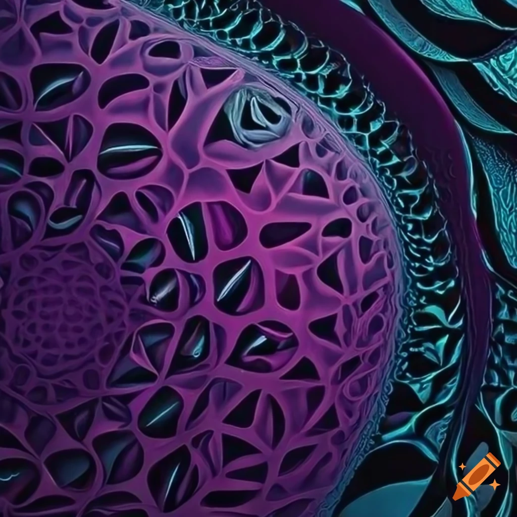 Monochromatic abstract art with intricate patterns and shapes