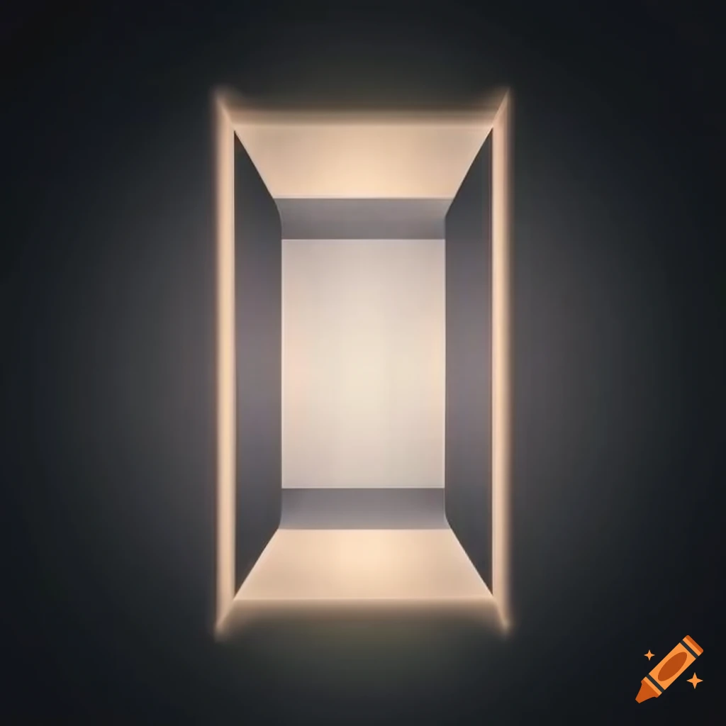 Geometric art in a shaped frame with illusion of light