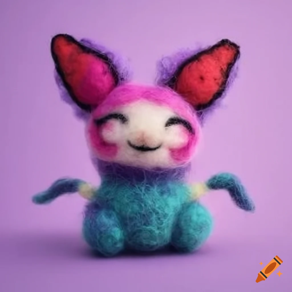 Fantasy felted wool creatures in unique attire