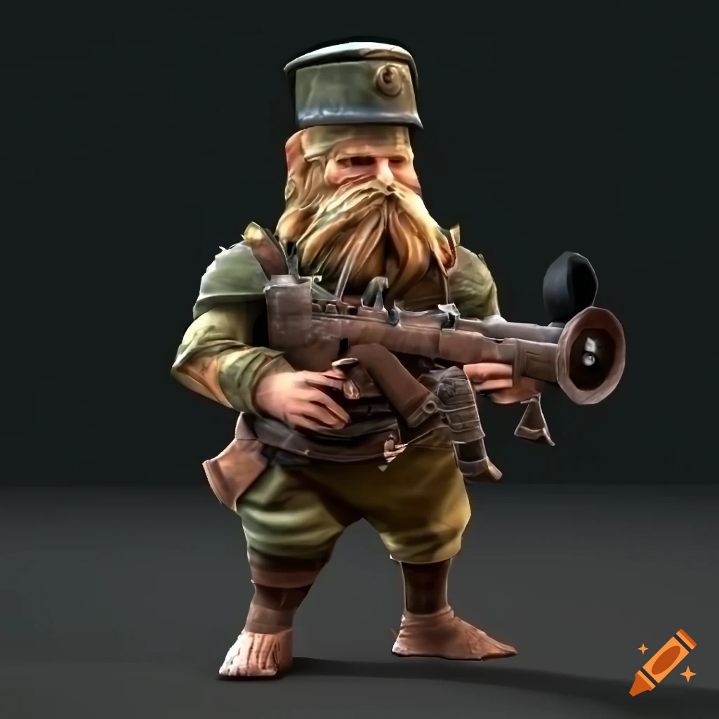 3D model of armored dwarven marksman rat with sniper in Final Fantasy IX style