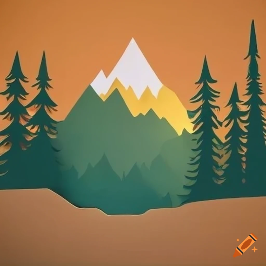 National park paper cut out of mountains and woods