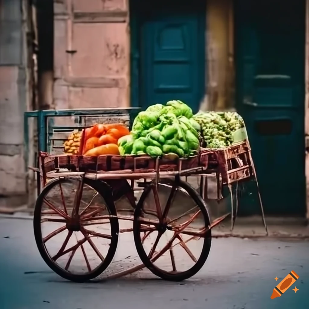 Vegetable seller's cart on the streets