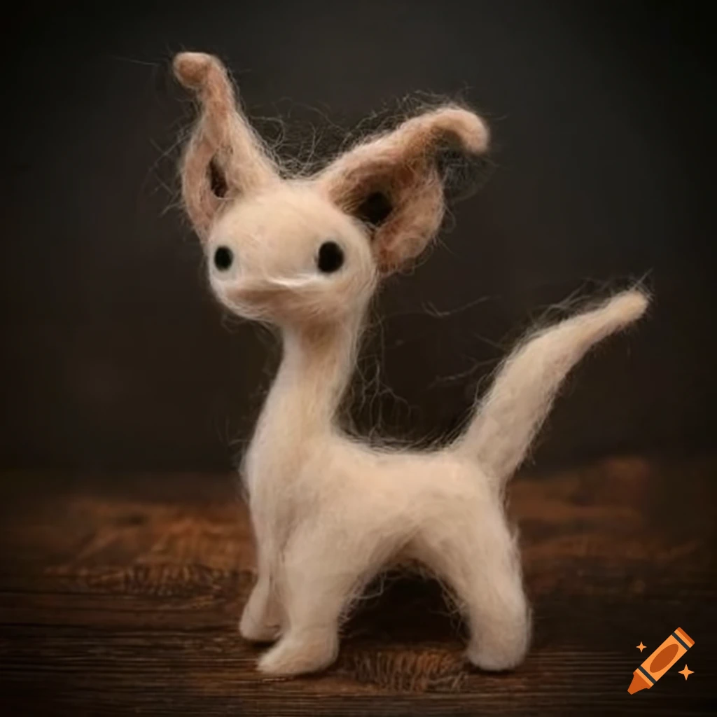 Fantasy felted wool creatures in special clothing