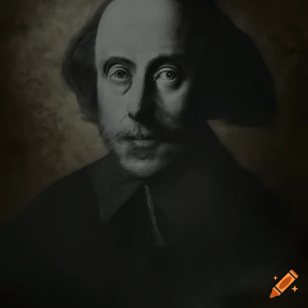 Silhouette of william shakespeare surrounded by swirling wisps of