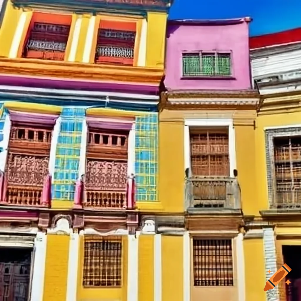Plaza central brasileña with colorful houses in hyperrealistic style