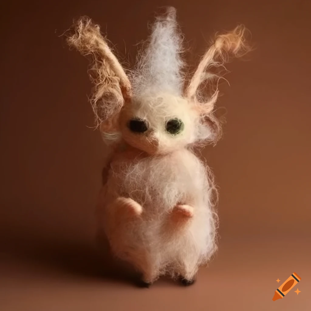 Fantasy felted wool creatures in unique clothing