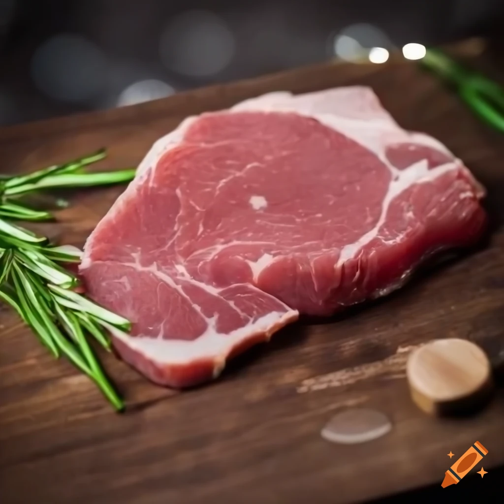 Fresh meat with rosemary and hot pepper on a wooden board