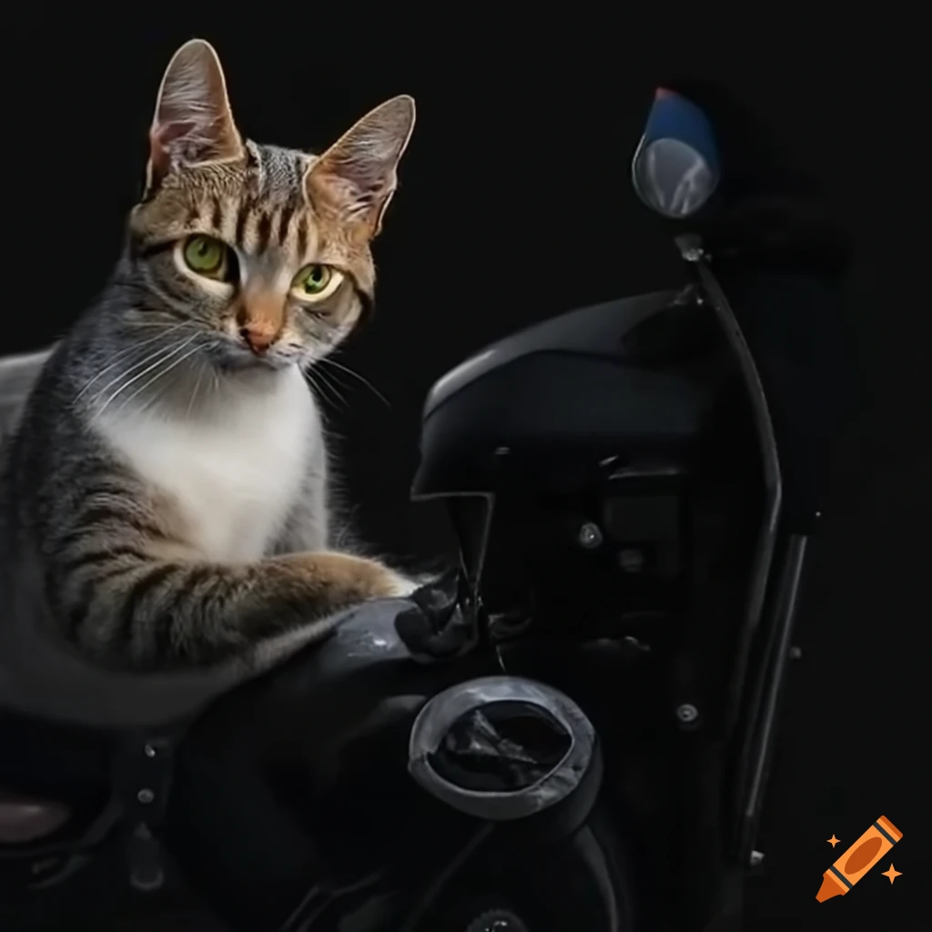 Cat riding a motorbike on Craiyon