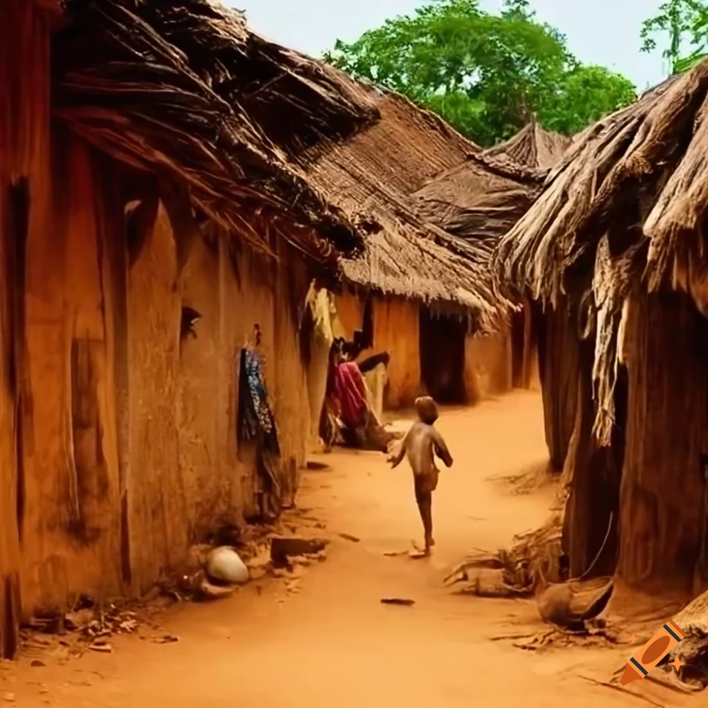 Scene in a village in Madagascar