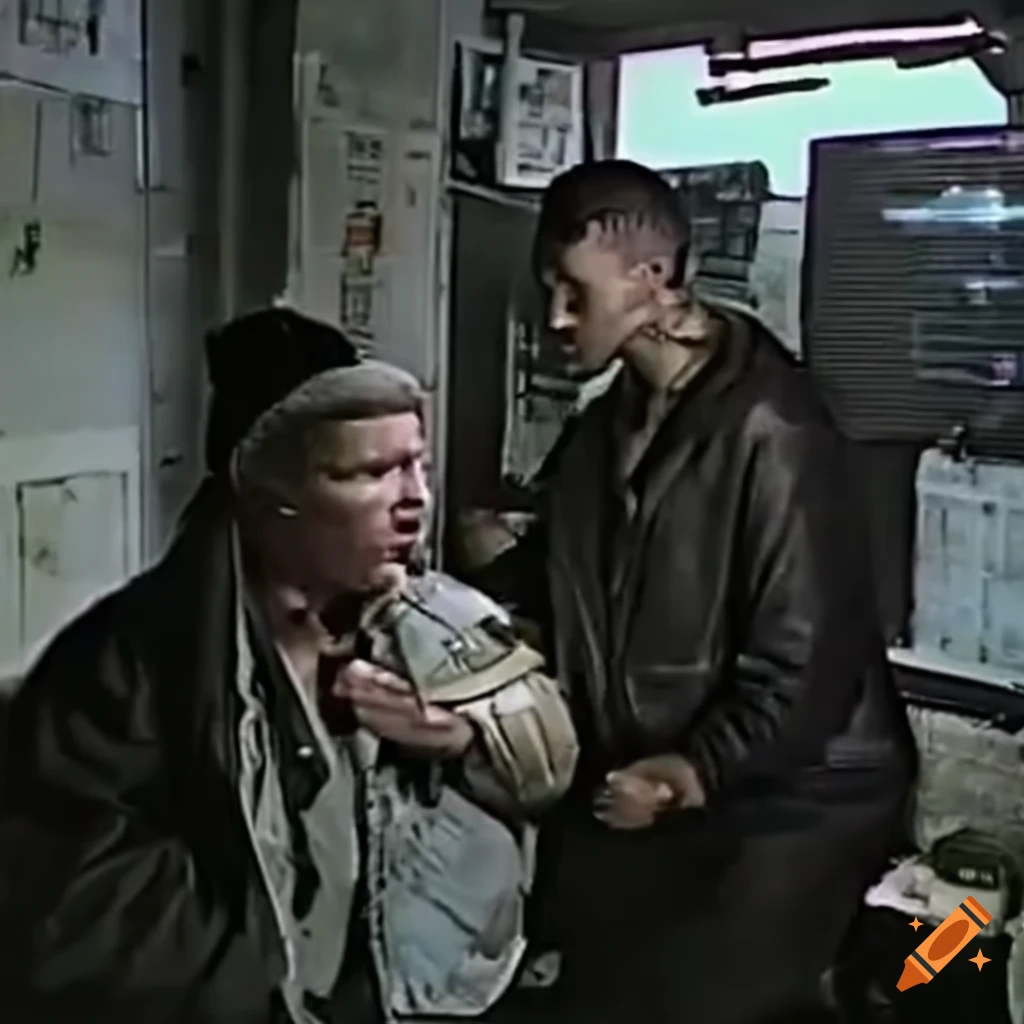VHS footage of weary cyberpunk individuals in the evening