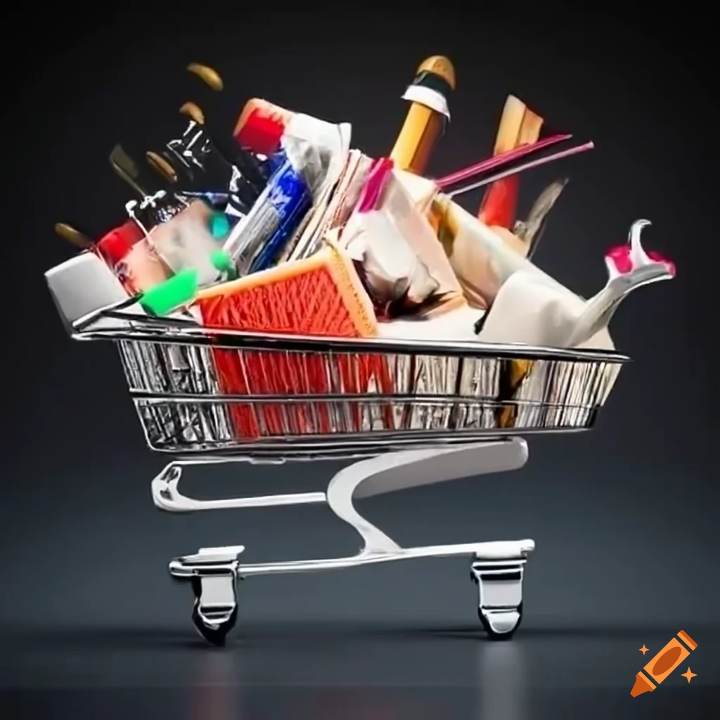 Comparison between overflowing vs less items in shopping carts on Craiyon