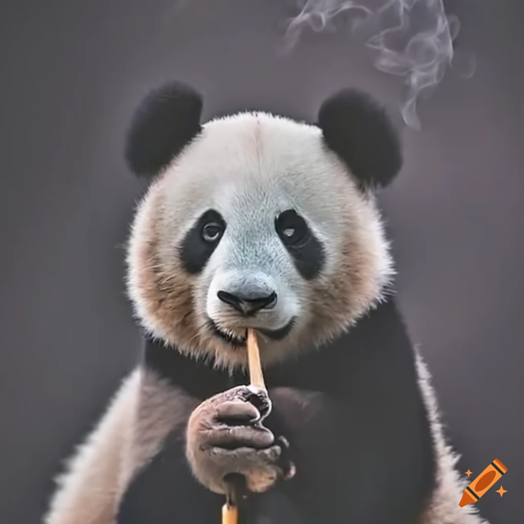 Panda with marijuana in a city setting on Craiyon