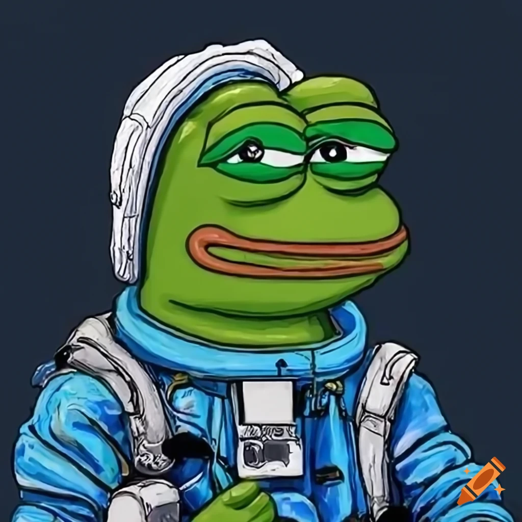 Pepe the Frog in astronaut suit meeting with crypto exchange developers on  Craiyon
