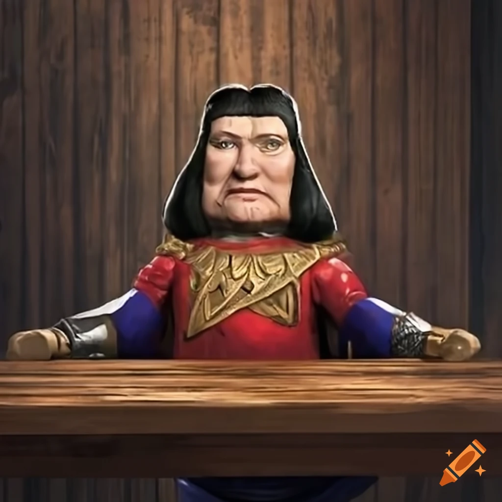 Lord farquaad behind a wooden table on Craiyon
