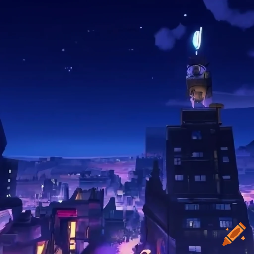 Shibuya at night in Kingdom Hearts 3 style, 4k resolution