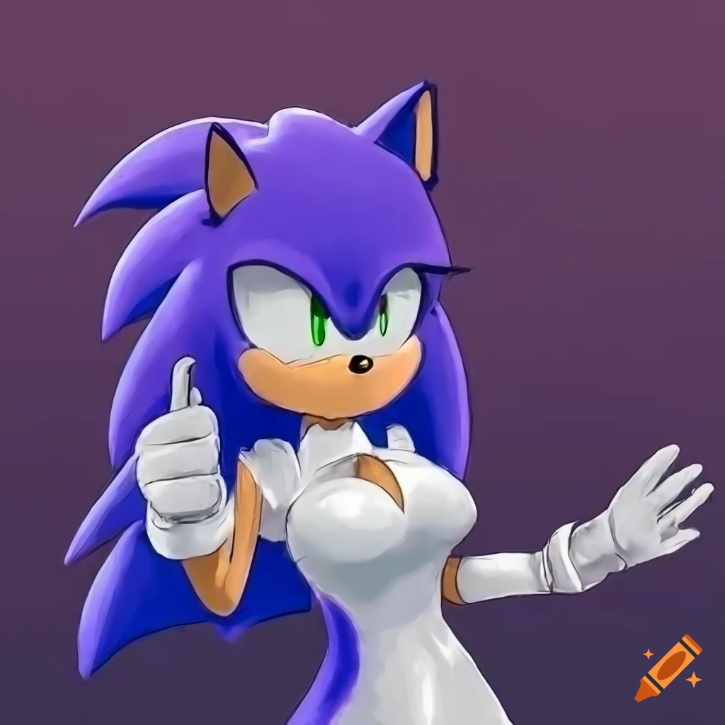 Female Sonic the Hedgehog in a stylish outfit striking a playful pose