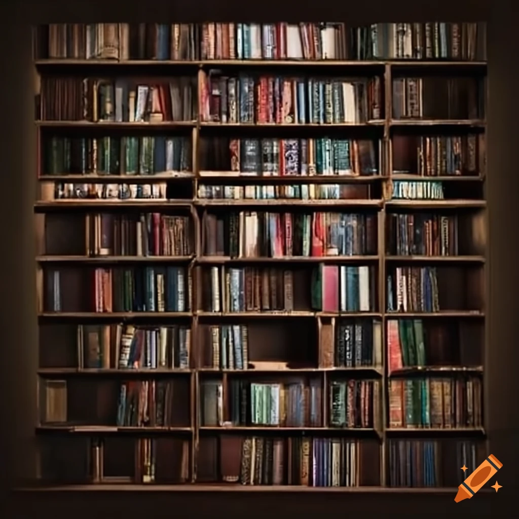 Bookcase filled with books on craiyon