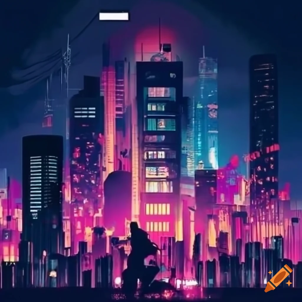 Citypop-inspired wallpaper in 16:10 aspect ratio