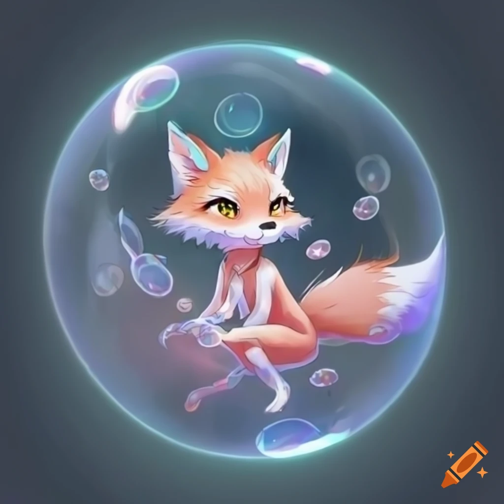 Anime fox girl inside a bubble
