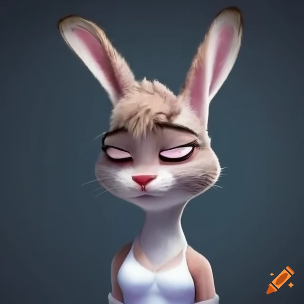 Female rabbit with closed eyes in a white dress inspired by zootopia on ...