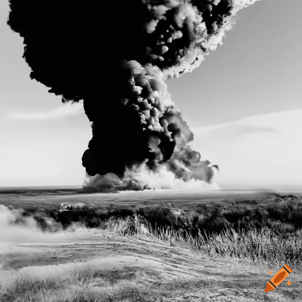Explosion in black and white