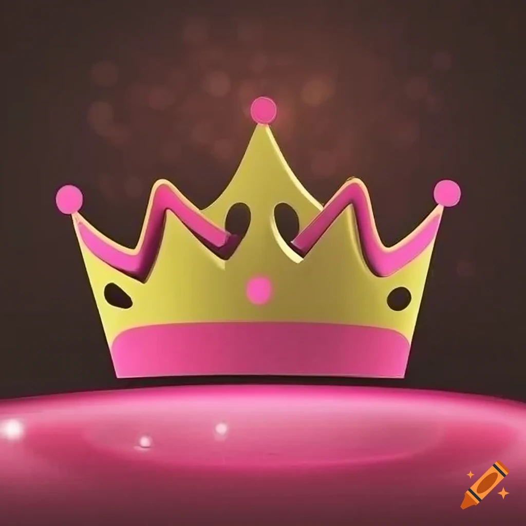Elegant invitation with pink crown and rainbow backdrop in cursive font
