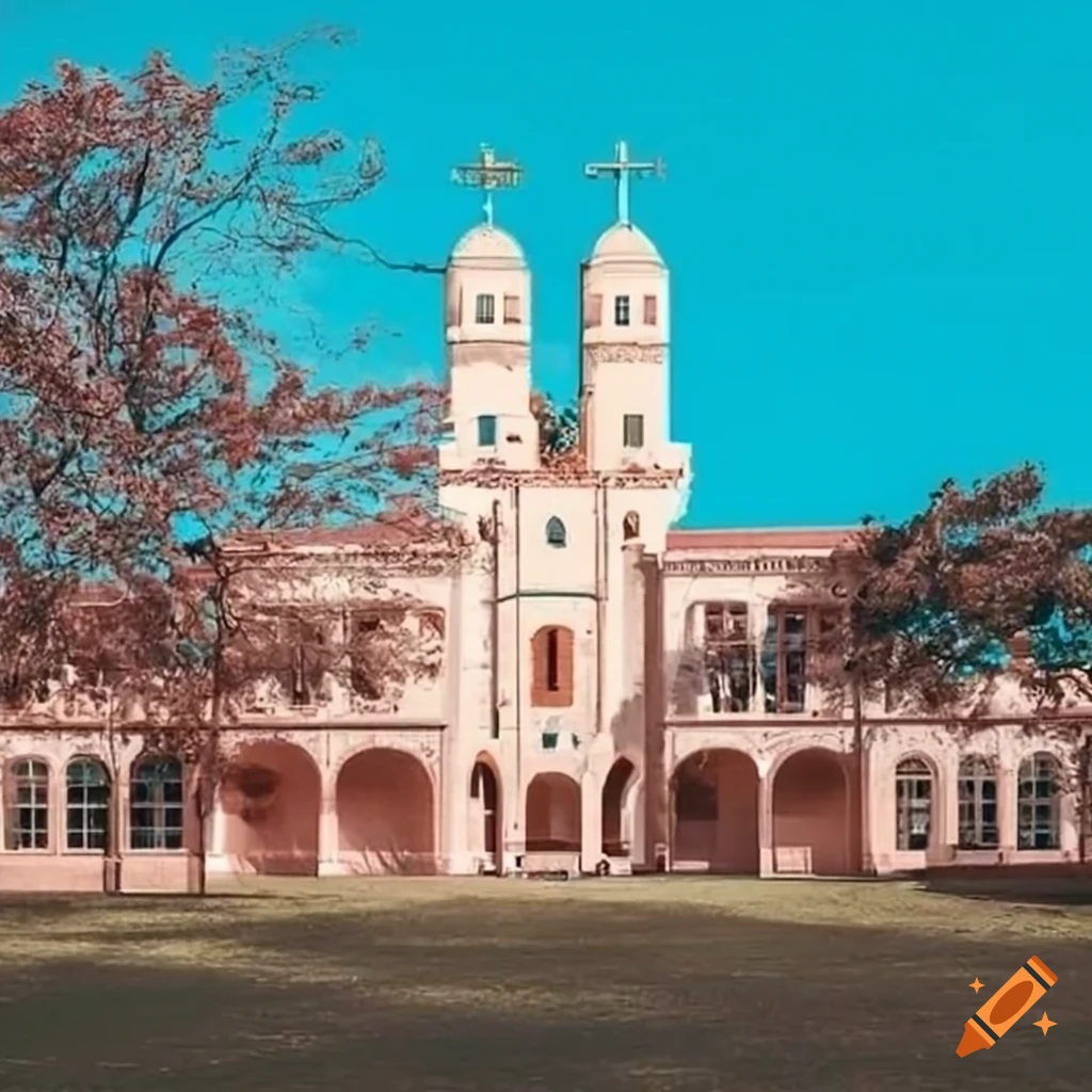 St. Padre Pio University School campus with charming buildings and bright signage