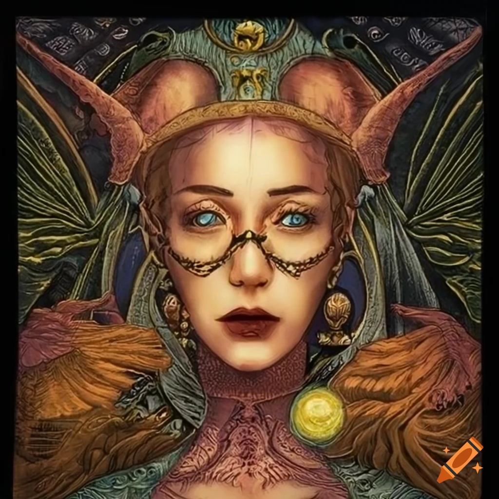 The Female Fool tarot card with a Solarpunk Art Nouveau theme