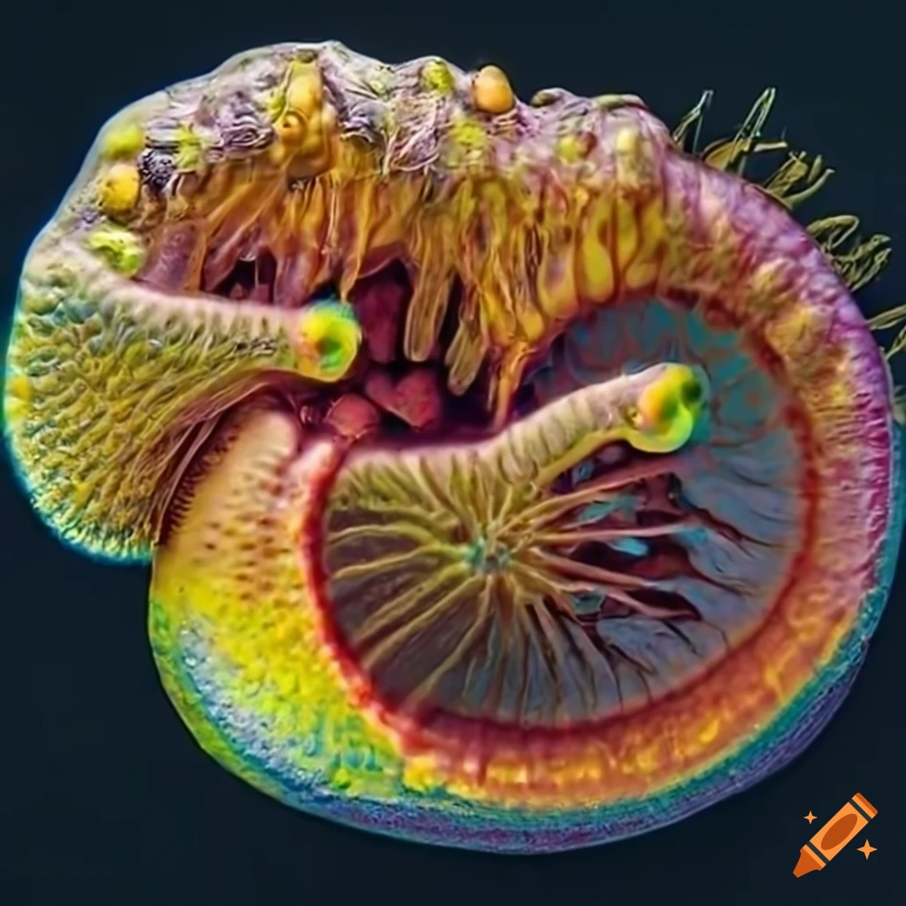 In this hyperrealistic microscopic micro photograph 📷 of a horrifying