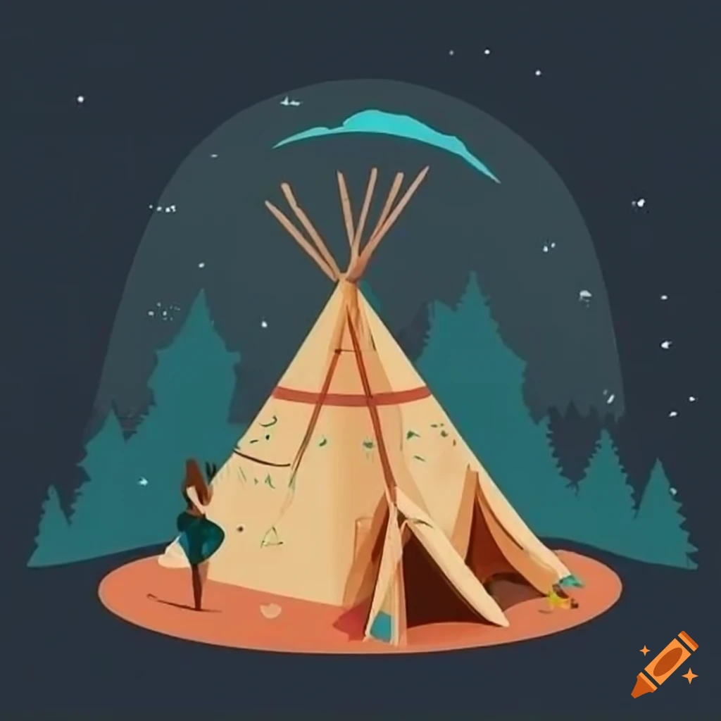 Native Americans gathering around teepees