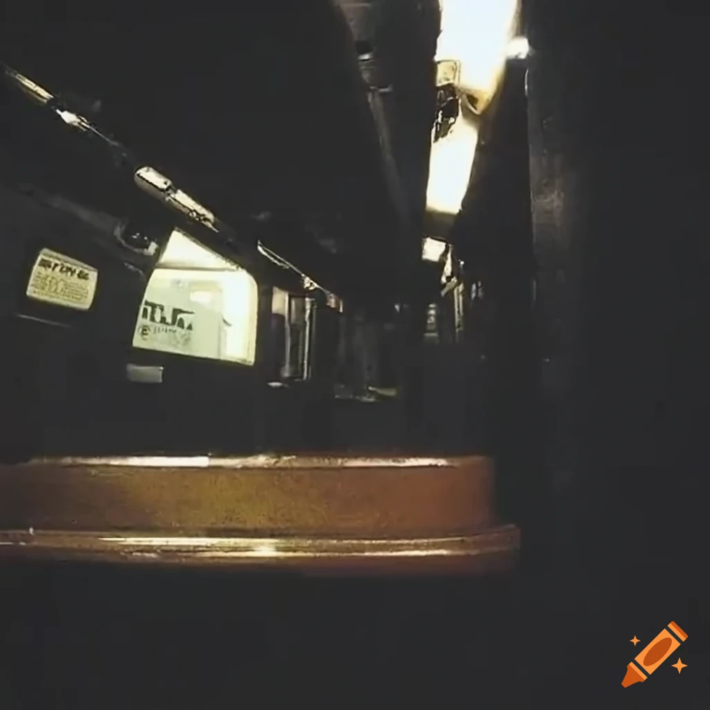 1989 VHS found footage of a subway train interior at night