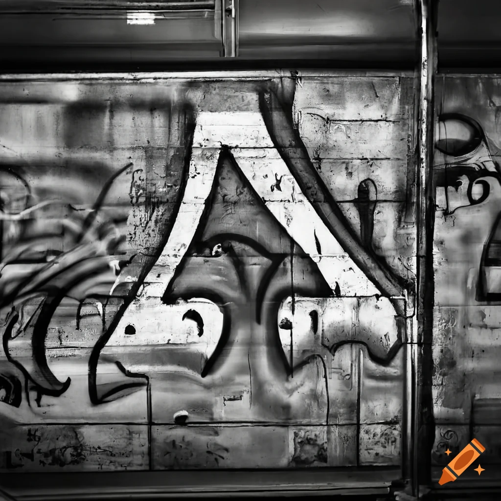 Vintage letter W graffiti on a subway wall in New York City