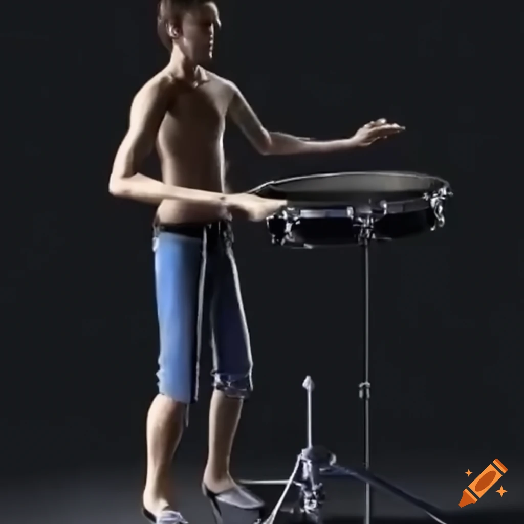 CGI man playing solo snare drum