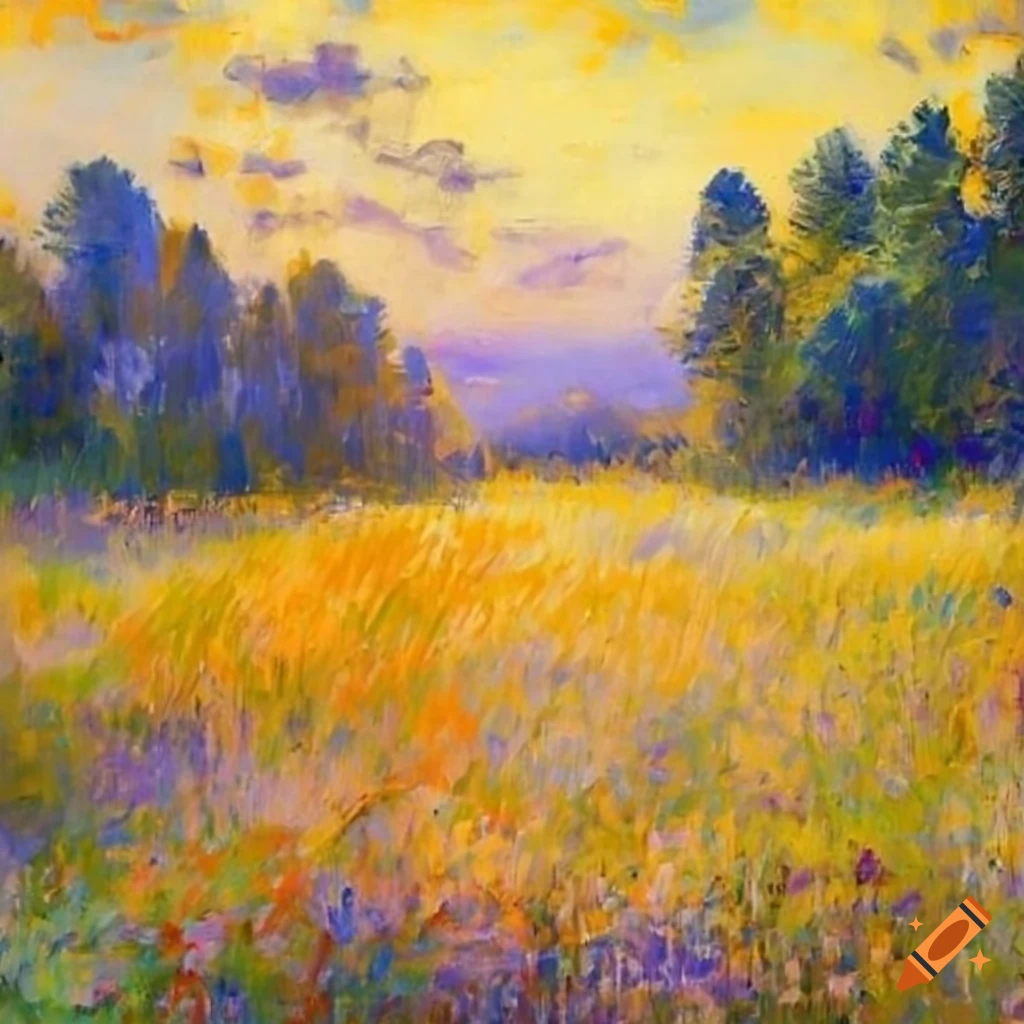Impressionist artwork of a meadow