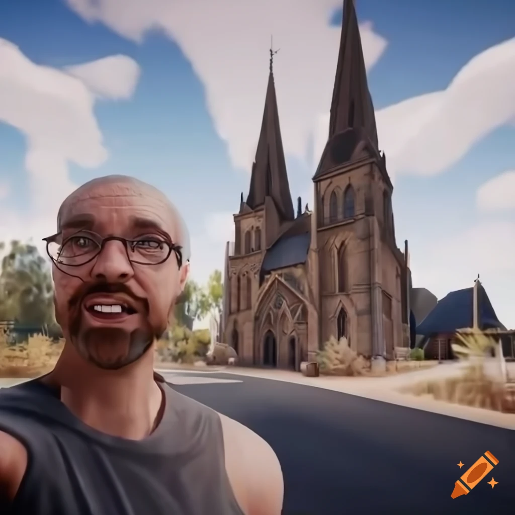  Selfie portrait of a family on a sci-fi australian village street with ...