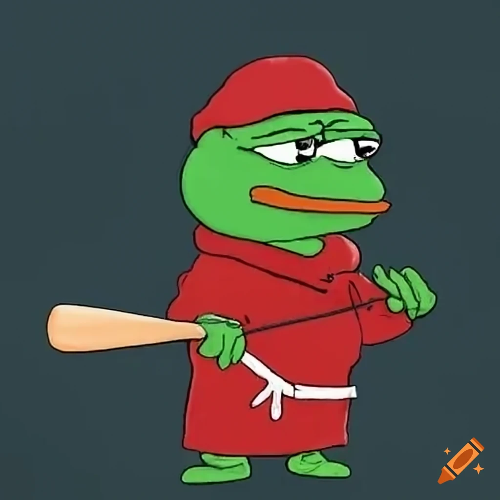 Frog costume swinging baseball bat on Craiyon