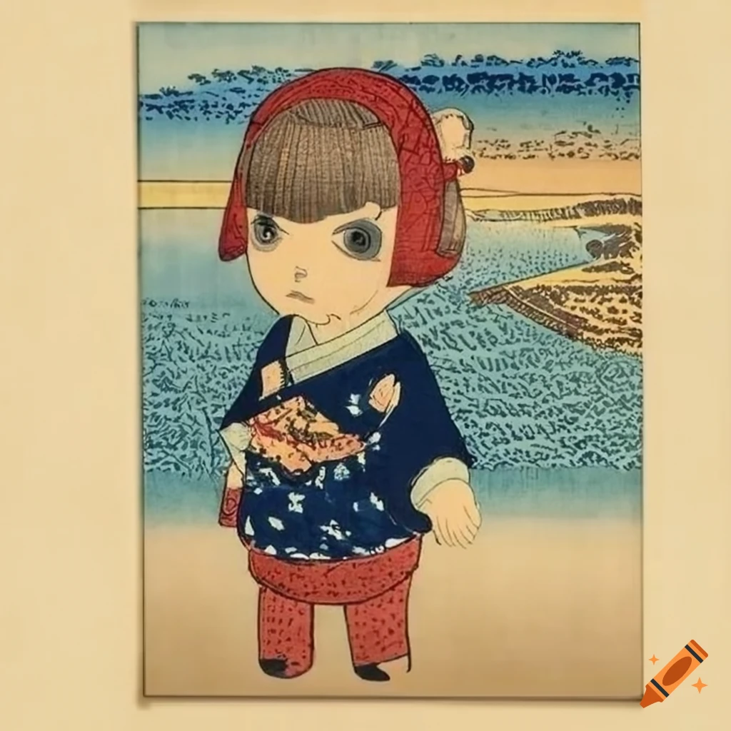 Ankha ukiyo-e woodblock print inspired by Edo-period Japanese art