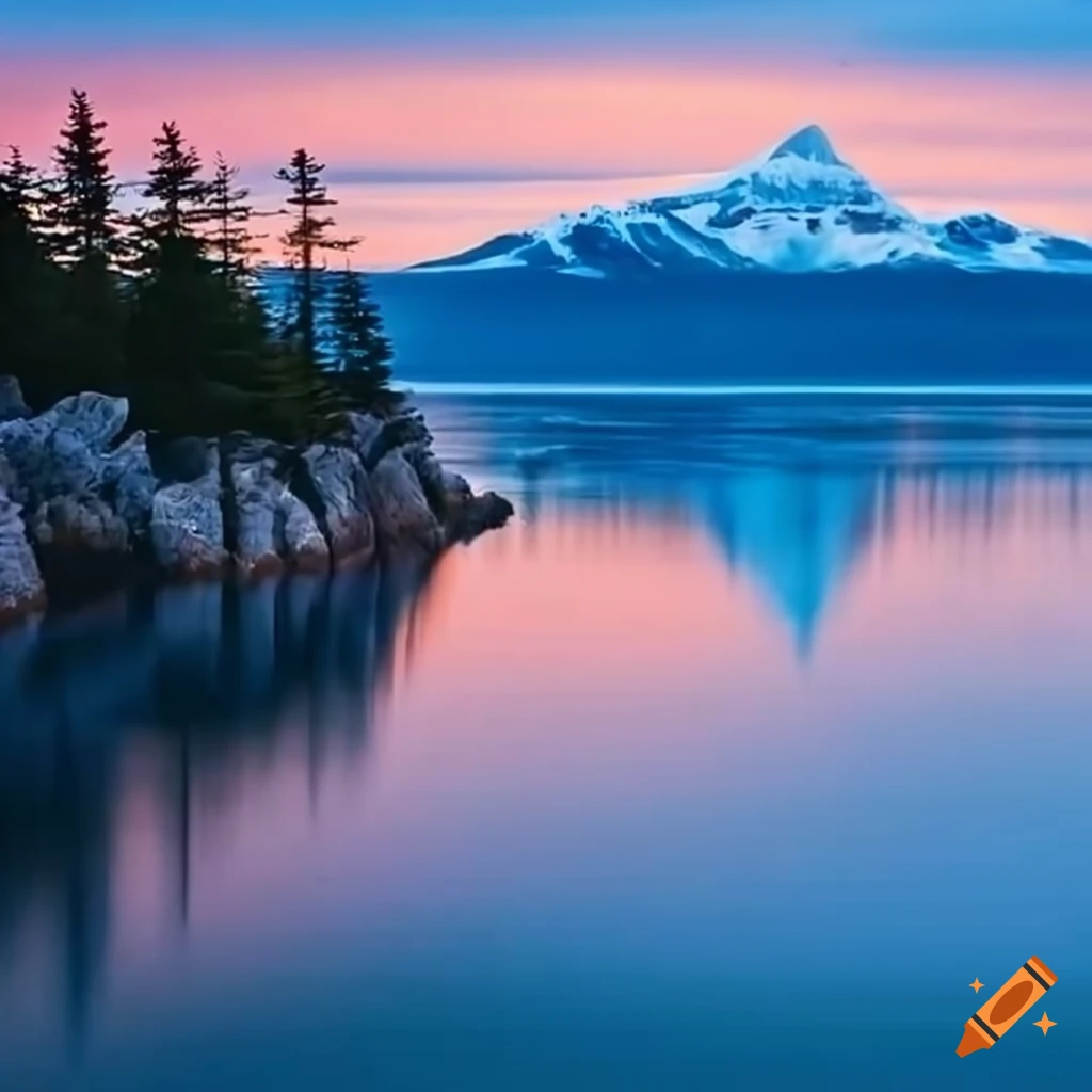 Snow capped mountains along the rocky coast of Maine