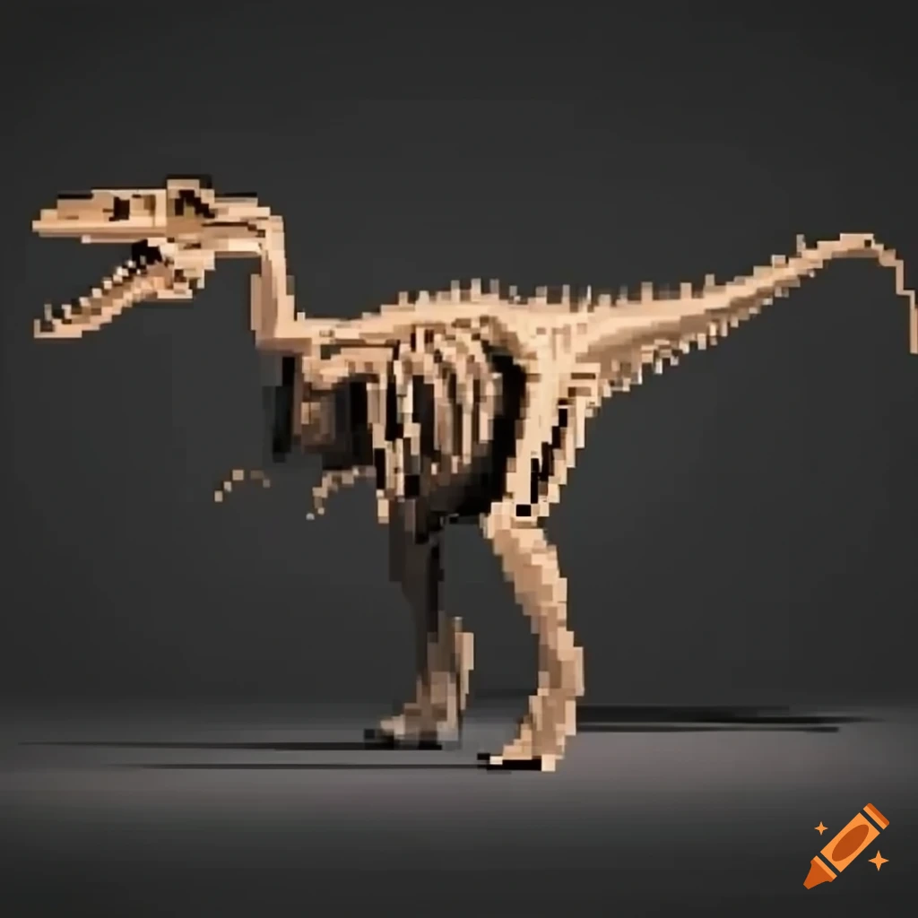 Realistic pixel art of a spinosaurus dinosaur skeletal full body on Craiyon