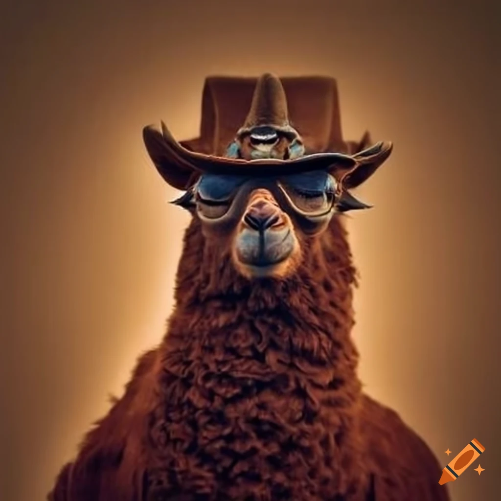 Llama wearing cowboy hat in Texas